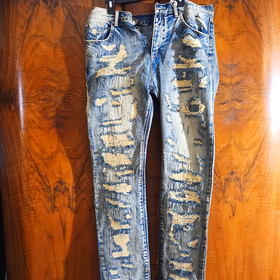 Premium Denim Mnml Brand Jeans - Vintage Blue Wash, Distressed Size 36 Nwt